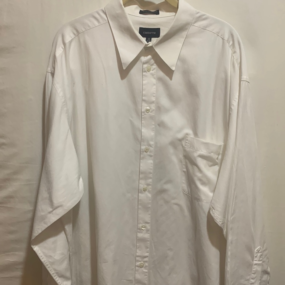 CLAIBORNE WHITE DRESS SHIRT 100% COTTON 18 XXL 34/35 GENTLY WORN NO ISSUES